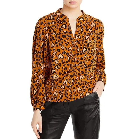 Karl Lagerfeld Paris Heart Print Long Sleeve Blouse - Picture 1 of 7